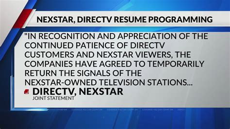 Nexstar and DIRECTV agree to temporarily return TV stations, NewsNation to DIRECTV